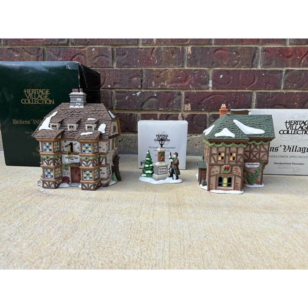 Vintage 1995 Dept 56 Dickens Lot 3 Falstaff Inn Spectacle Shop Olde Lamplighter